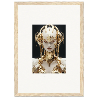 Futuristic golden humanoid figure art for a stunning room decoration canvas print