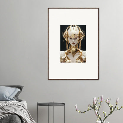 Stunning canvas print of a figure with golden headdress, perfect for room decoration