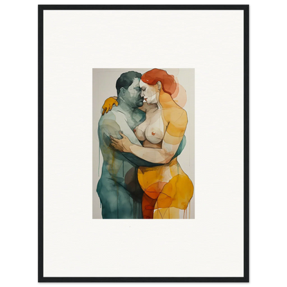 Watercolor painting of a nude couple in geometric shapes for Patina Embrace room decor