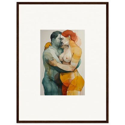 Watercolor geometric art of nudity in vibrant colors for elegant room decor