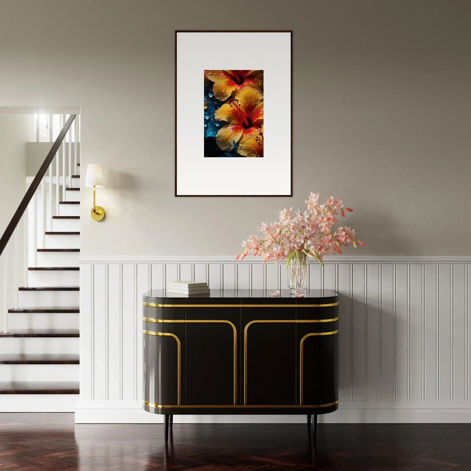 Art Deco-style black cabinet with gold trim from Echoing Sun Chorus special edition Art™