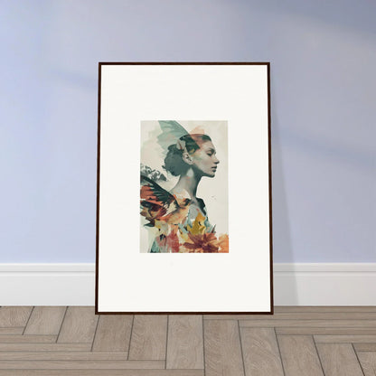 Framed Eclectic Reverie Blossom canvas print with floral silhouette for room decoration