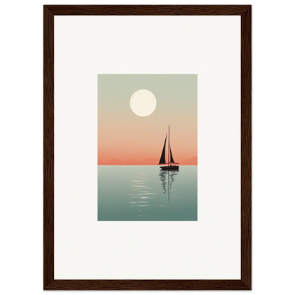 Sailboat silhouette at sunset, perfect for nautical harmonies room decoration canvas print