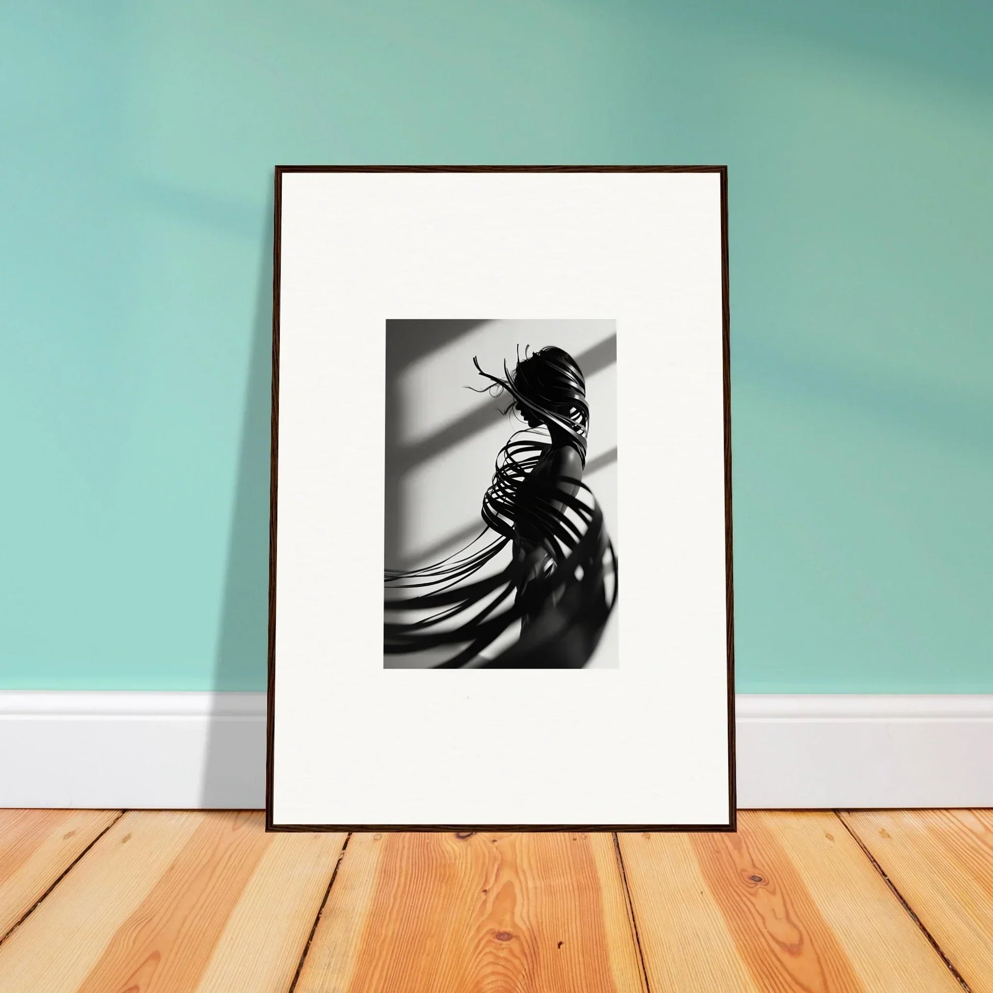 Framed black and white canvas print of a silhouetted figure for stylish room decoration