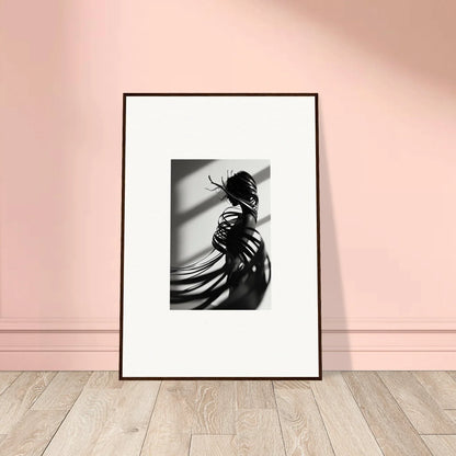 Framed black and white canvas print of a windswept figure for stylish room decoration