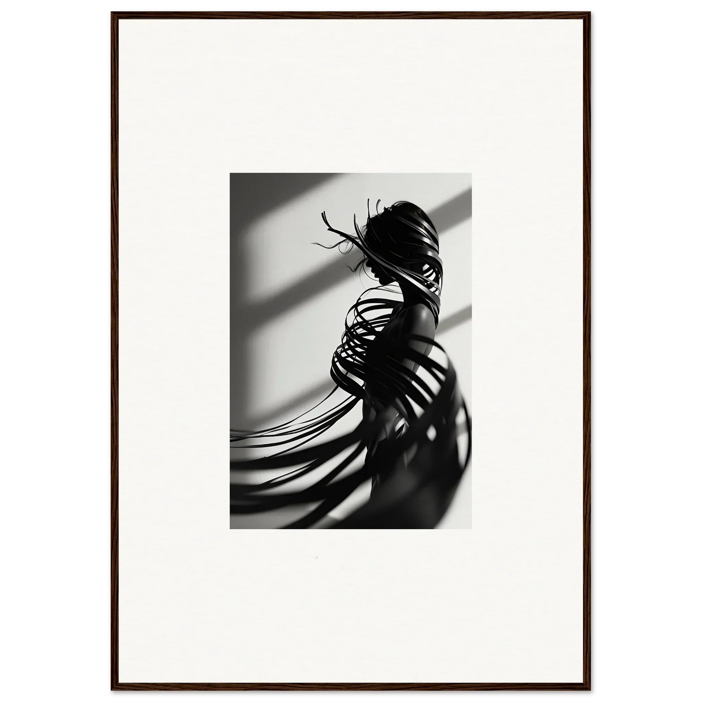 Black and white canvas print of a silhouetted figure enhancing Serpentine Harmony in room decoration