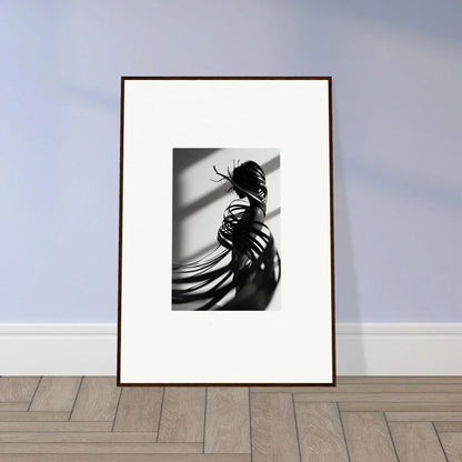 Framed black and white canvas print of a silhouetted figure for unique room decoration