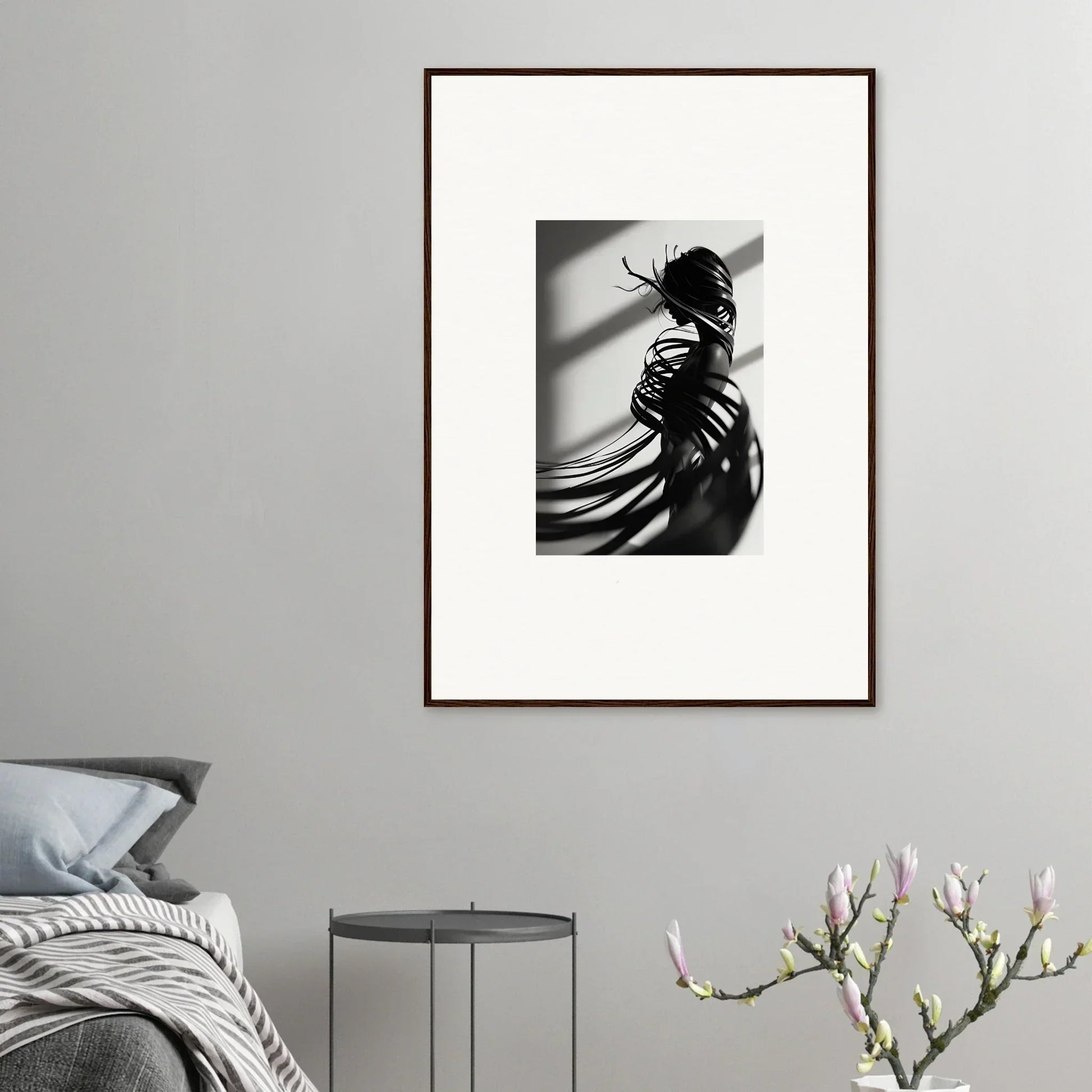 Black and white nude figure with shadows for stylish room decoration in Serpentine Harmony canvas print