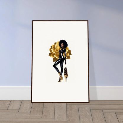 Framed wall art of a stylish figure in golden reverie, perfect for room decor