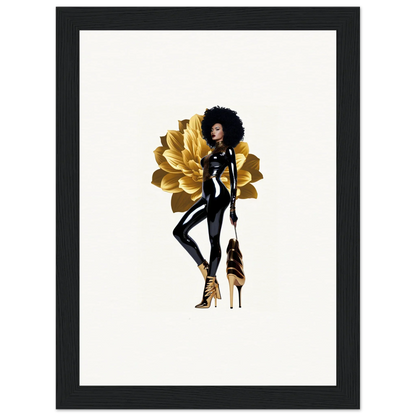 Stylized illustration of a fashionable Black woman for Golden Reverie wall art decor