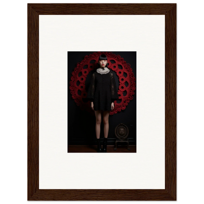 Framed wall art featuring a dark wood border and white mat for Ecstasy. Velvet. Corsetry