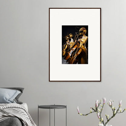 Framed wall art featuring musicians playing string instruments, ideal for room decor