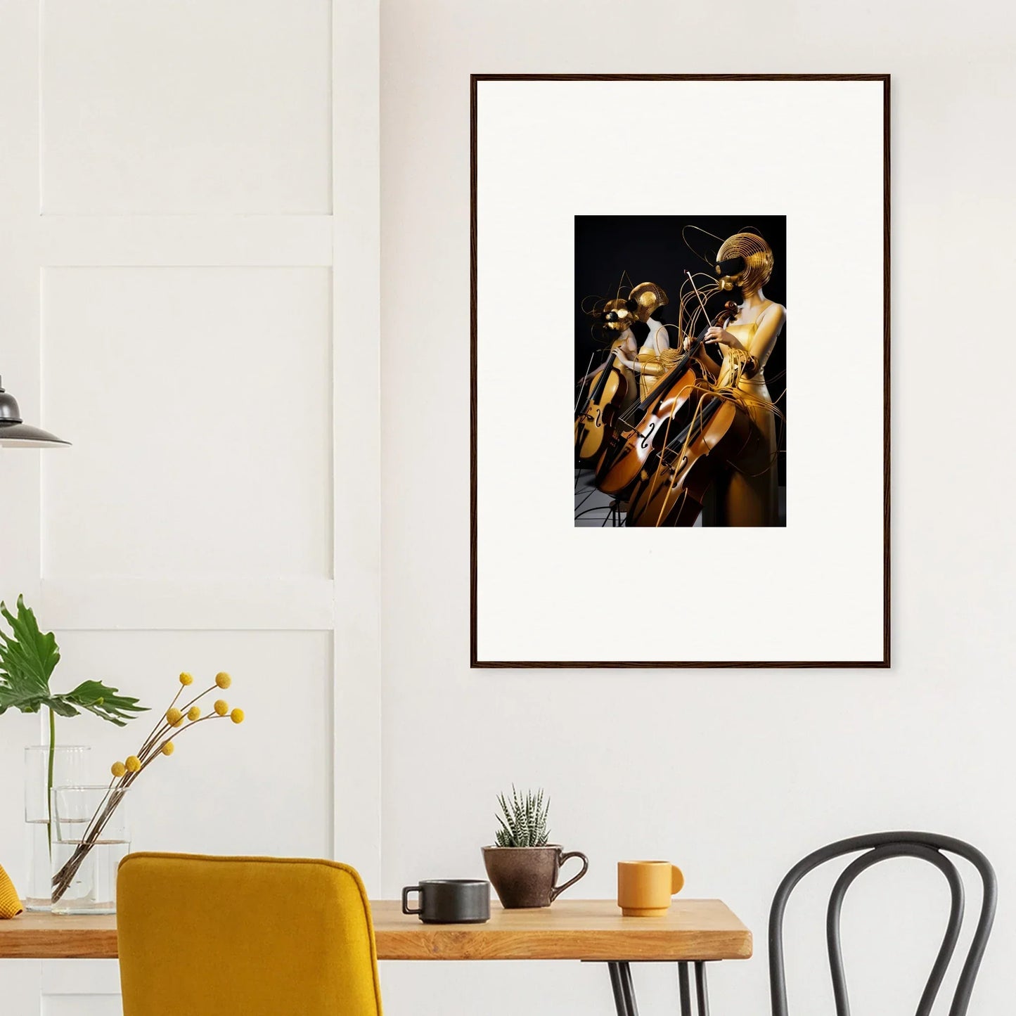 Framed wall art of musicians in Amber Crescendo for stylish room decor