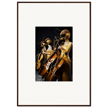 Framed wall art of musicians in Electric Amber Crescendo for stylish room decor