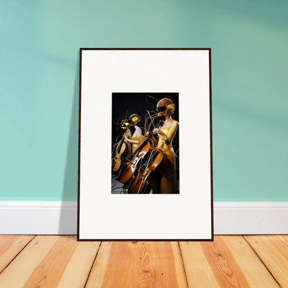 Framed wall art of skeletons playing instruments in Amber Crescendo for unique room decor