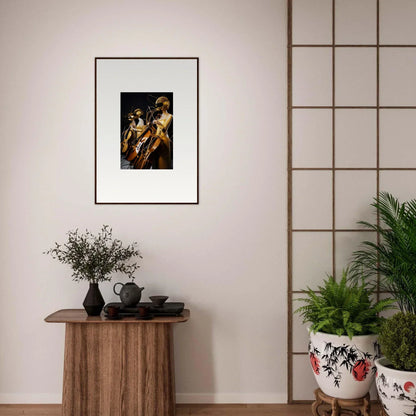 Framed wall art of Renaissance figures in dark tones, perfect for amber crescendo room decor