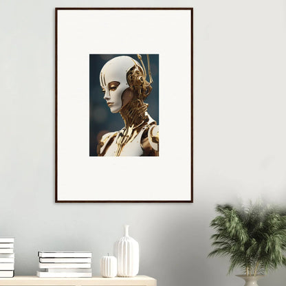 Framed wall art featuring a futuristic robot, ideal for whiskey obedient room decor