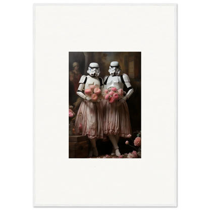 Two Stormtroopers in pink tutus with flowers, perfect room decor amidst echoes