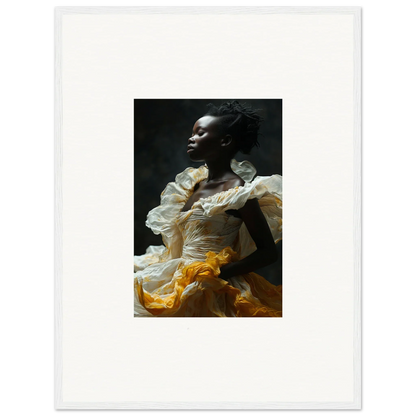 Portrait of a woman in a dramatic ruffled dress for Eclipsed Fluttering wall art