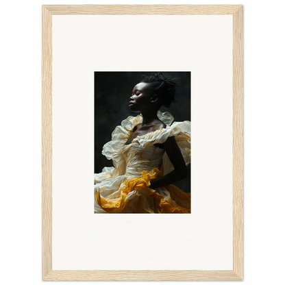 Framed wall art featuring a person in an Eclipsed Fluttering garment for stylish room decor