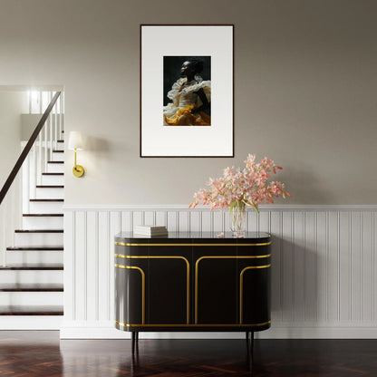 Elegant black and gold console table enhancing room decor with Eclipsed Fluttering style