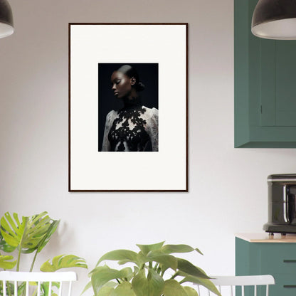 Framed black and white portrait for stylish room decor or elegant wall art