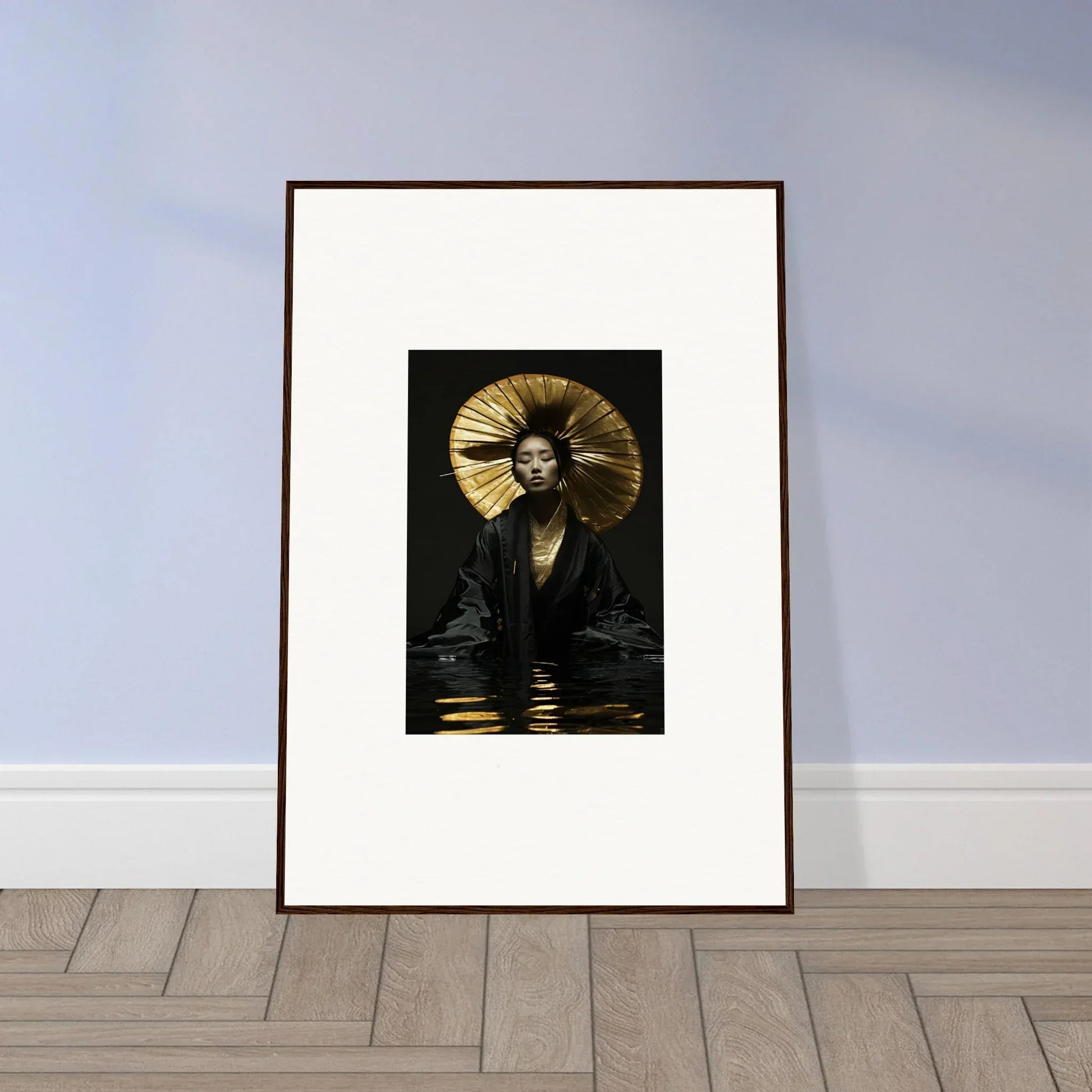 Framed portrait of a person in a golden headdress for eccentric whisperings room decoration