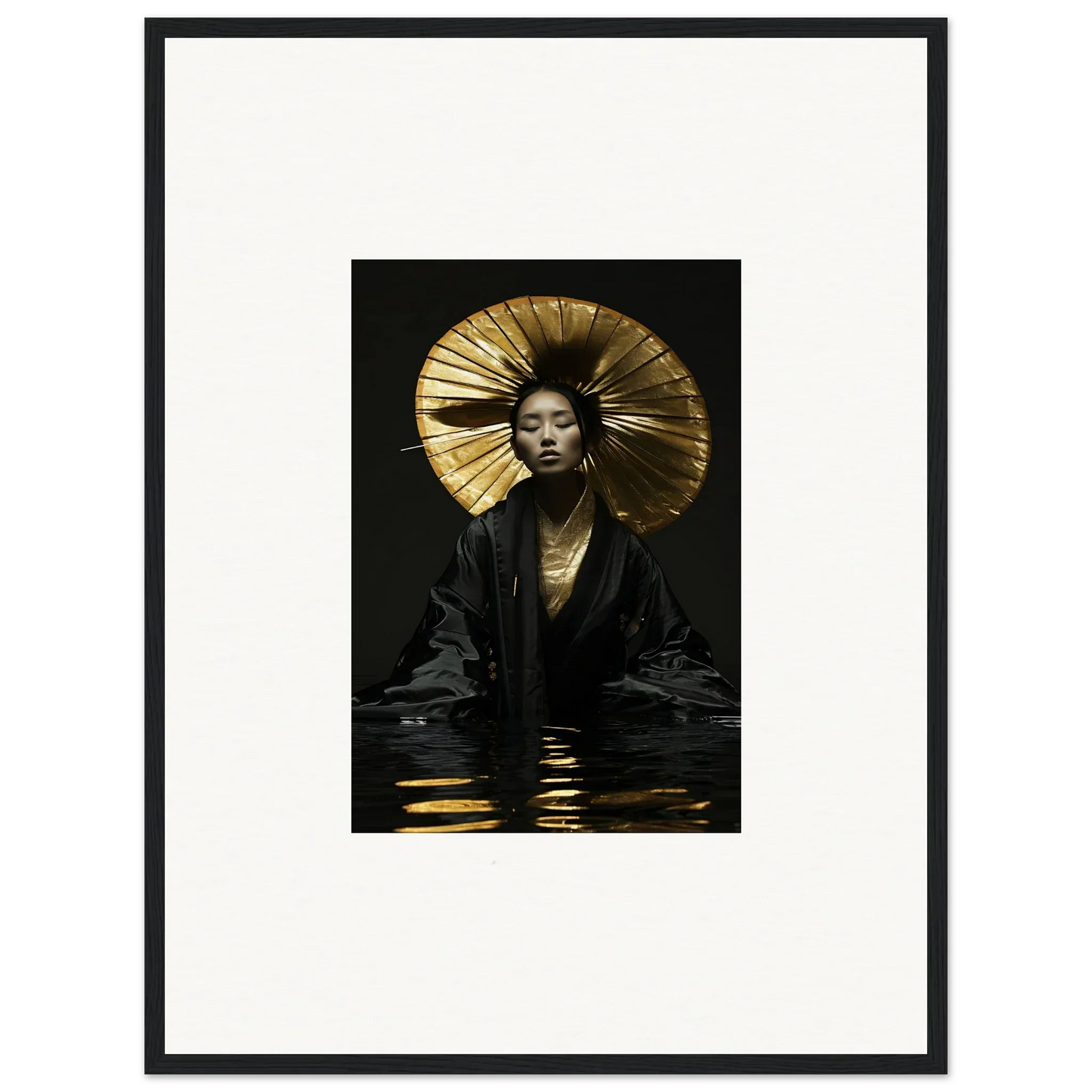 Elegant portrait of a woman in a golden headdress for eccentric whisperings room decoration