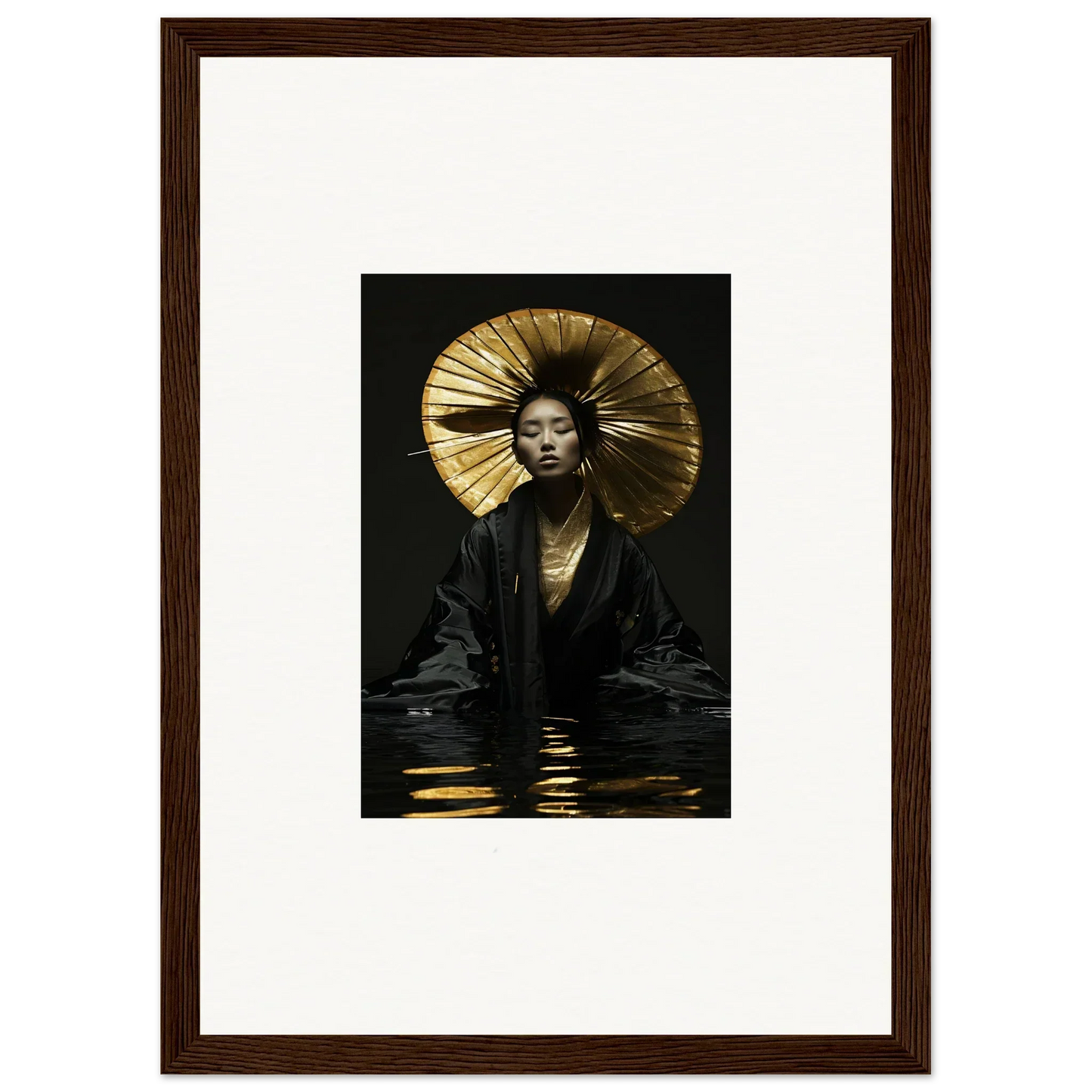 Elegant canvas print of a person with a golden headdress for eccentric whisperings room decoration