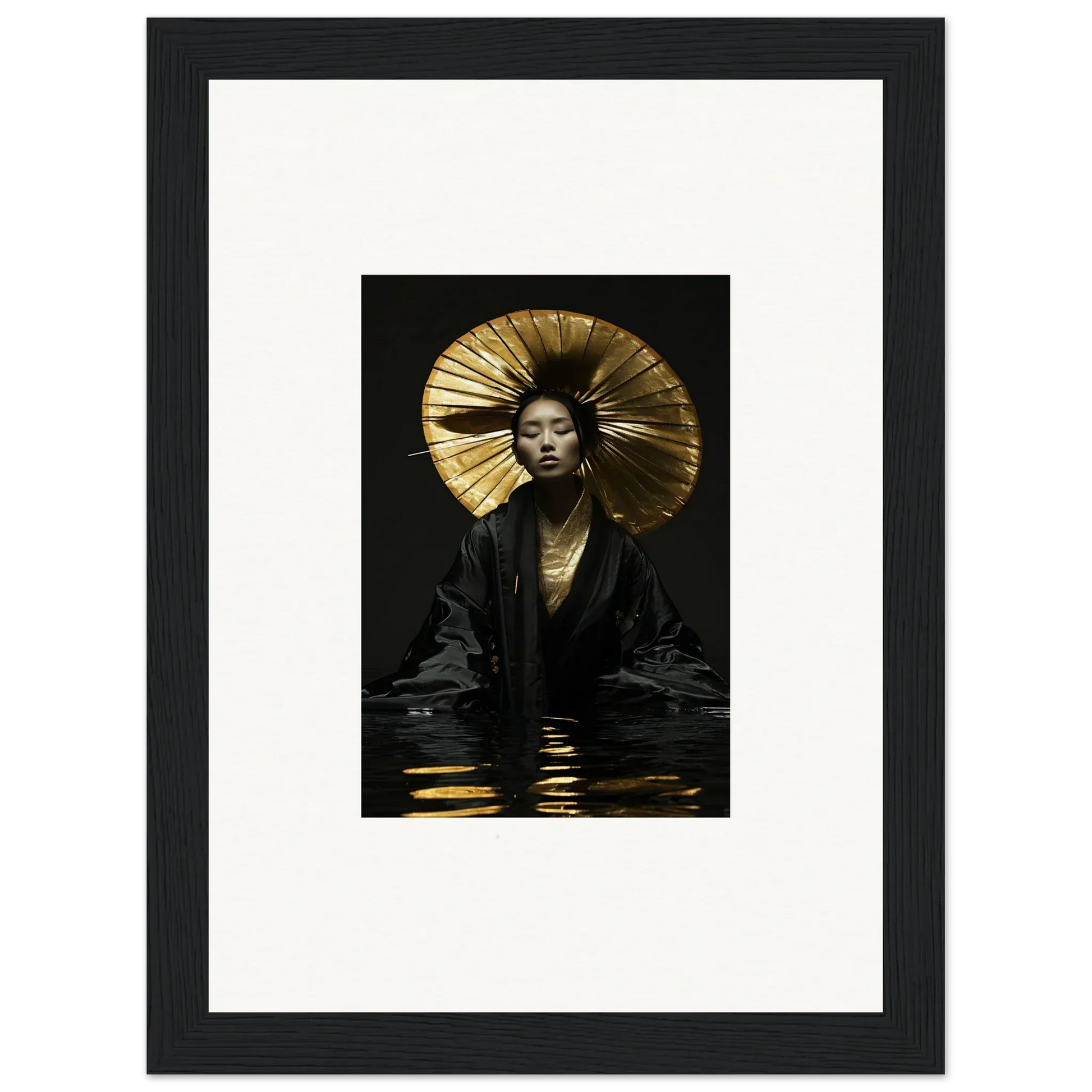 Portrait of a person in a golden headdress, perfect for room decoration and eccentric whisperings