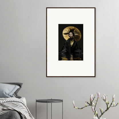 Framed canvas print of a figure in an ornate headdress for unique room decoration