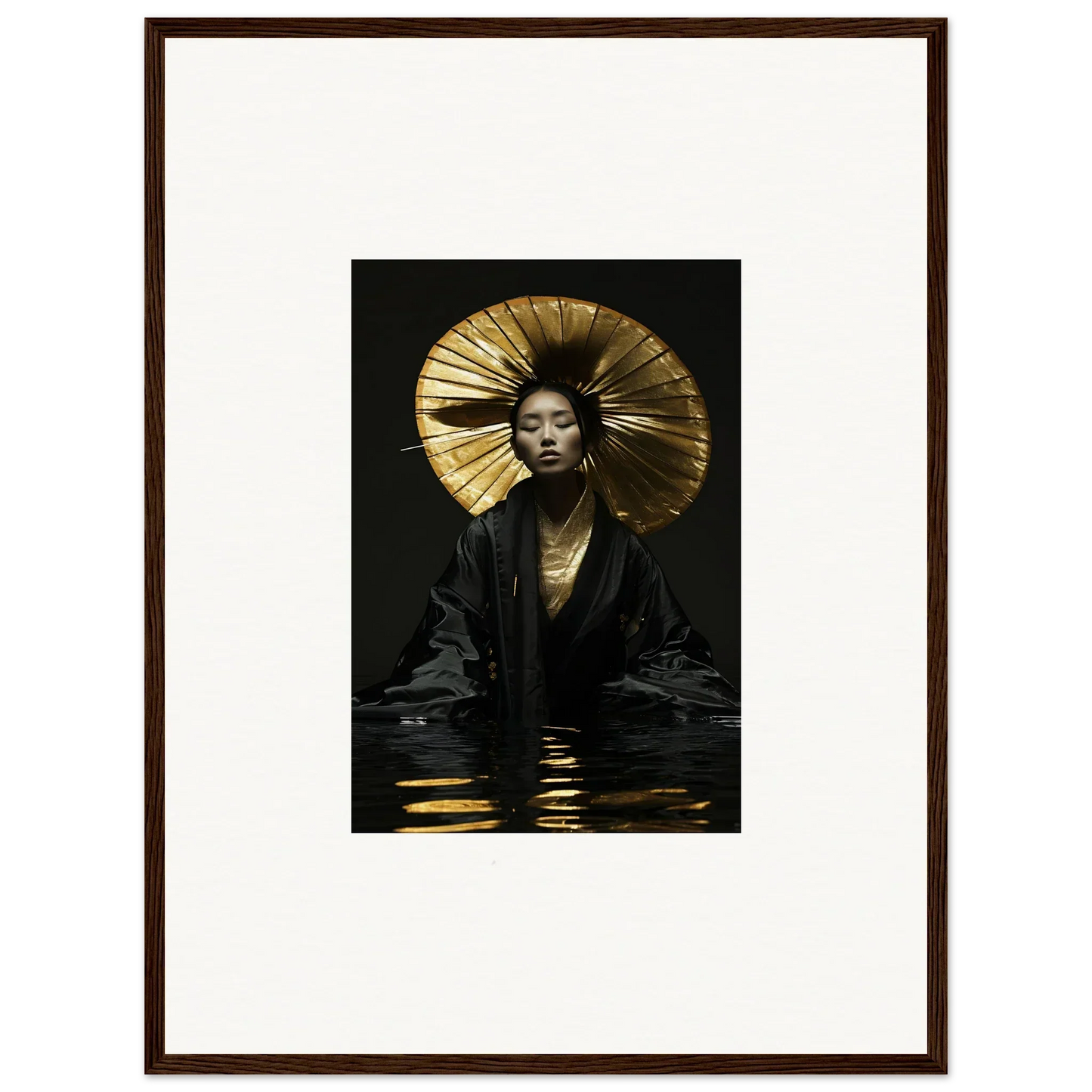 Portrait of a person in a golden headdress for a unique canvas print, perfect for room decoration