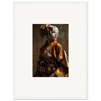 Portrait of a woman in traditional Japanese geisha attire for Elegant Night Blossom room decor