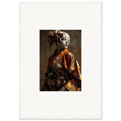 Portrait of a woman in traditional Japanese geisha attire for Night Blossom room decor