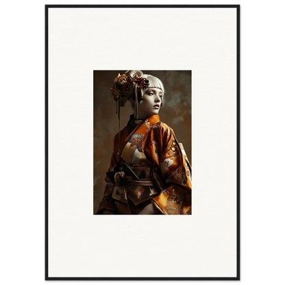 Portrait of a woman in traditional Japanese geisha attire for Elegant Night Blossom room decor