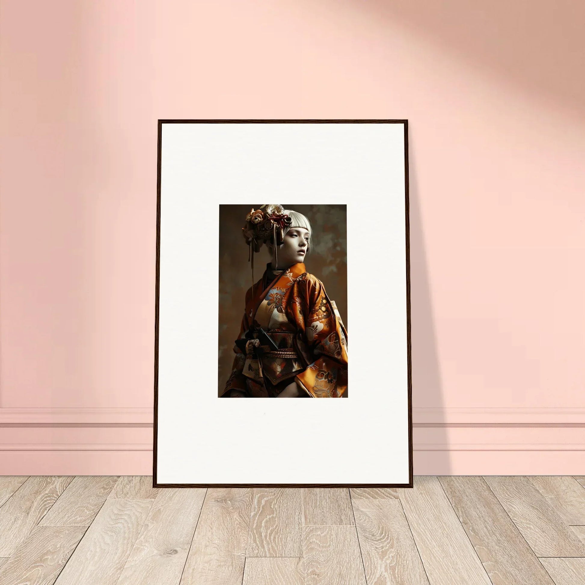 Framed wall art of a person in ornate clothing, perfect for Night Blossom room decor