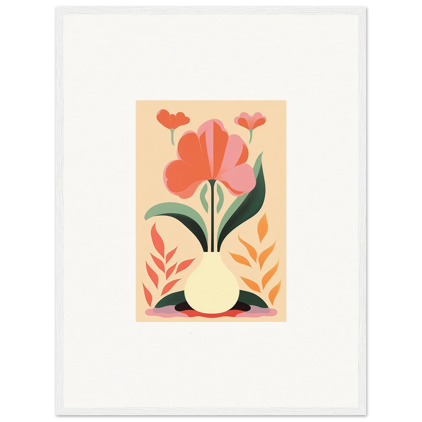 Stylized illustration of flowers in a vase for bloom euphoria room decor framed wall art