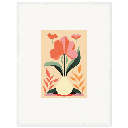 Stylized illustration of flowers in a vase for bloom euphoria room decor framed wall art