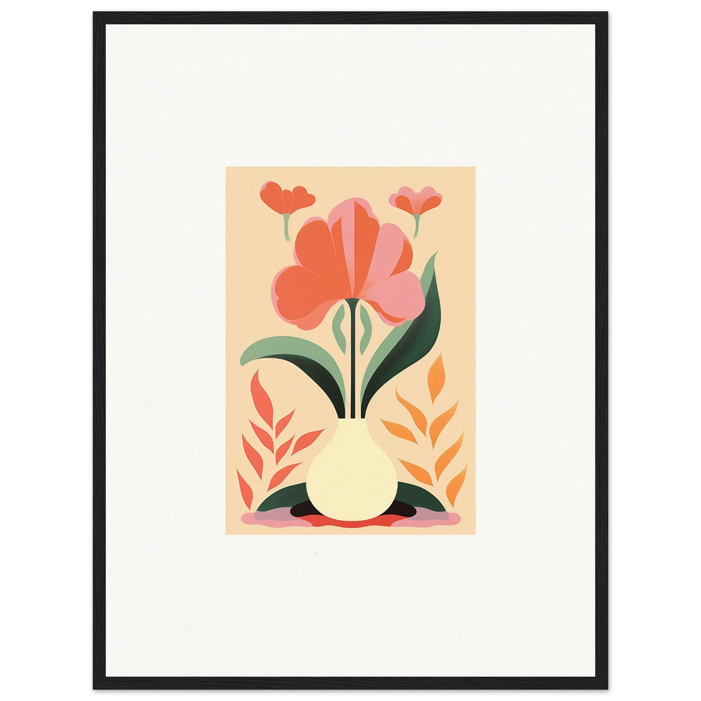 Stylized floral illustration of tulip-like flowers for Bloom Euphoria room decor