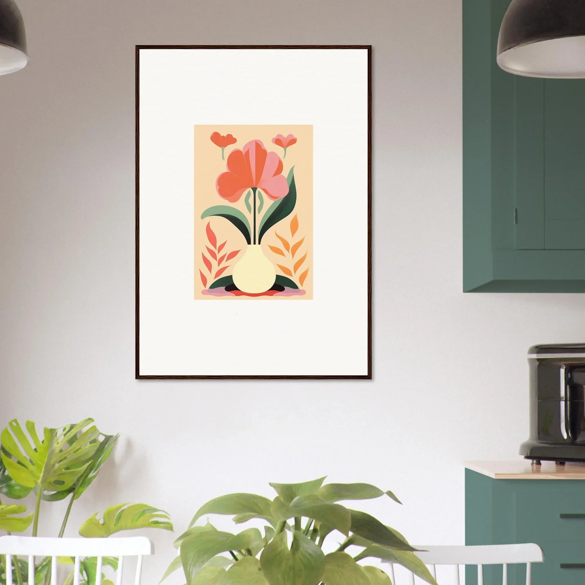 Framed wall art featuring stylized tulip design for elegant bloom euphoria room decor