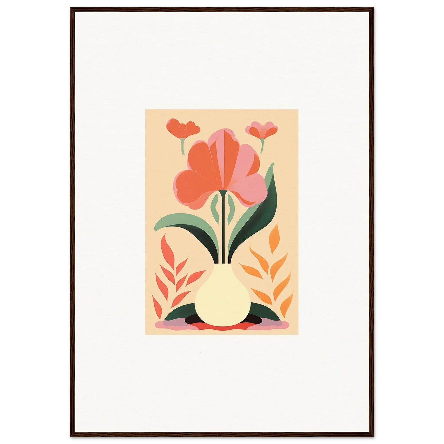 Stylized floral illustration of abstract flowers in a vase for Bloom Euphoria room decor