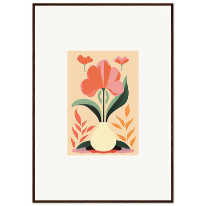 Stylized floral illustration of abstract flowers in a vase for Bloom Euphoria room decor