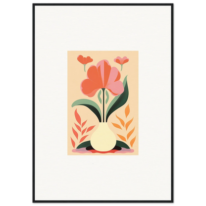 Stylized floral illustration of orange and pink blooms for Bloom Euphoria wall art