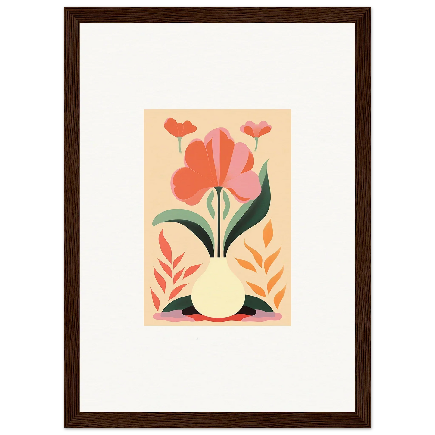 Framed wall art of pastel flowers in a vase for stylish room decor and bloom euphoria