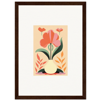 Framed wall art of pastel flowers in a vase for stylish room decor and bloom euphoria