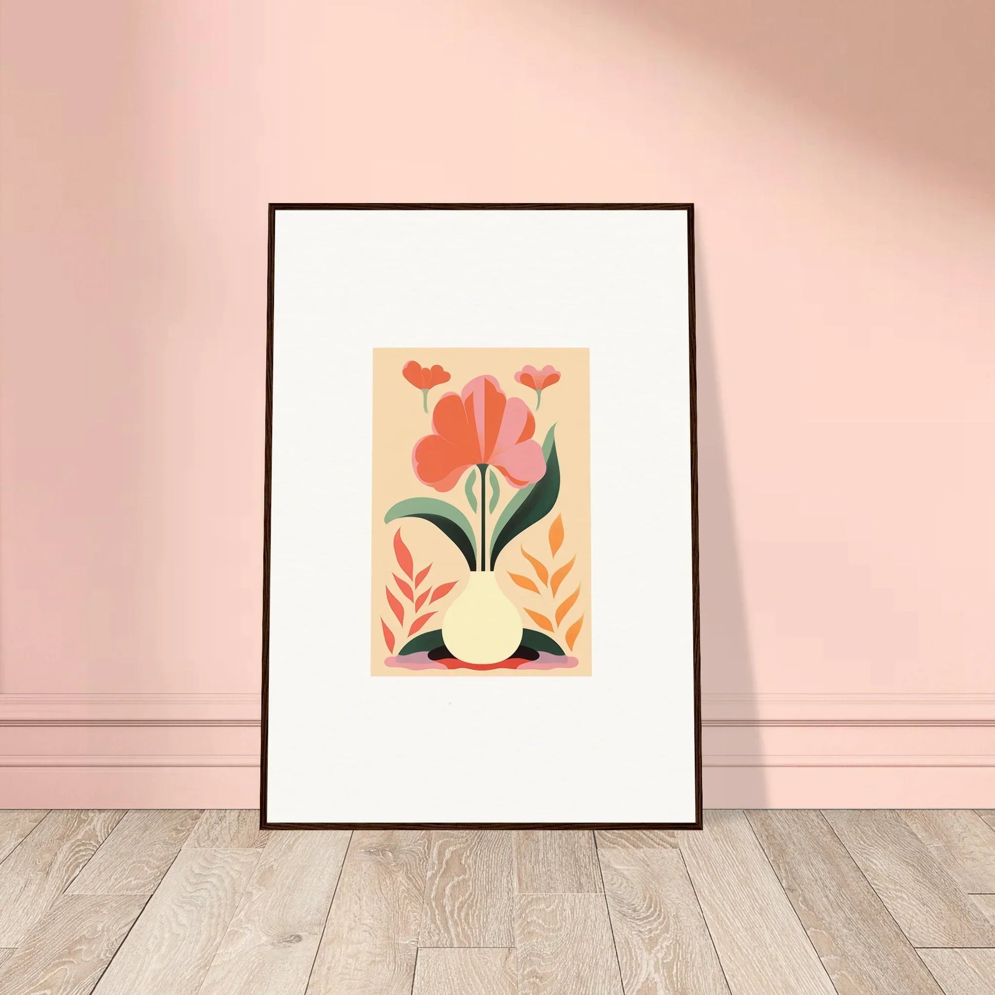 Framed wall art of stylized flowers in pastel colors for bloom euphoria room decor