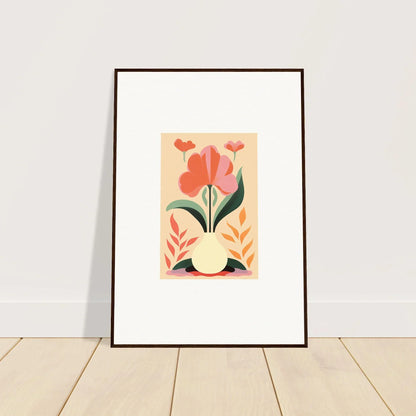 Framed wall art of warm-colored flowers enhancing room decor with Bloom Euphoria theme