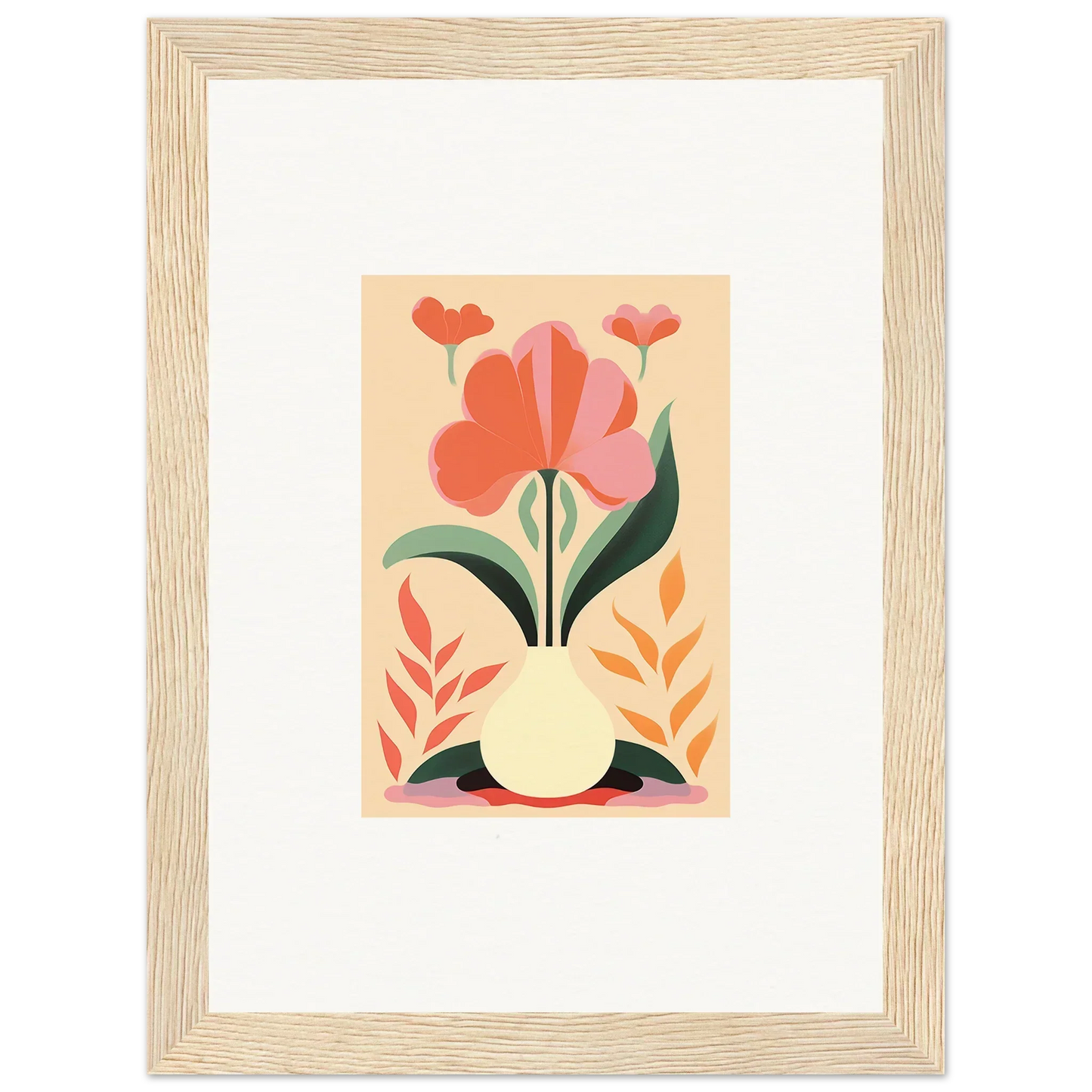 Framed wall art of stylized flowers in vase, perfect for bloom euphoria room decor