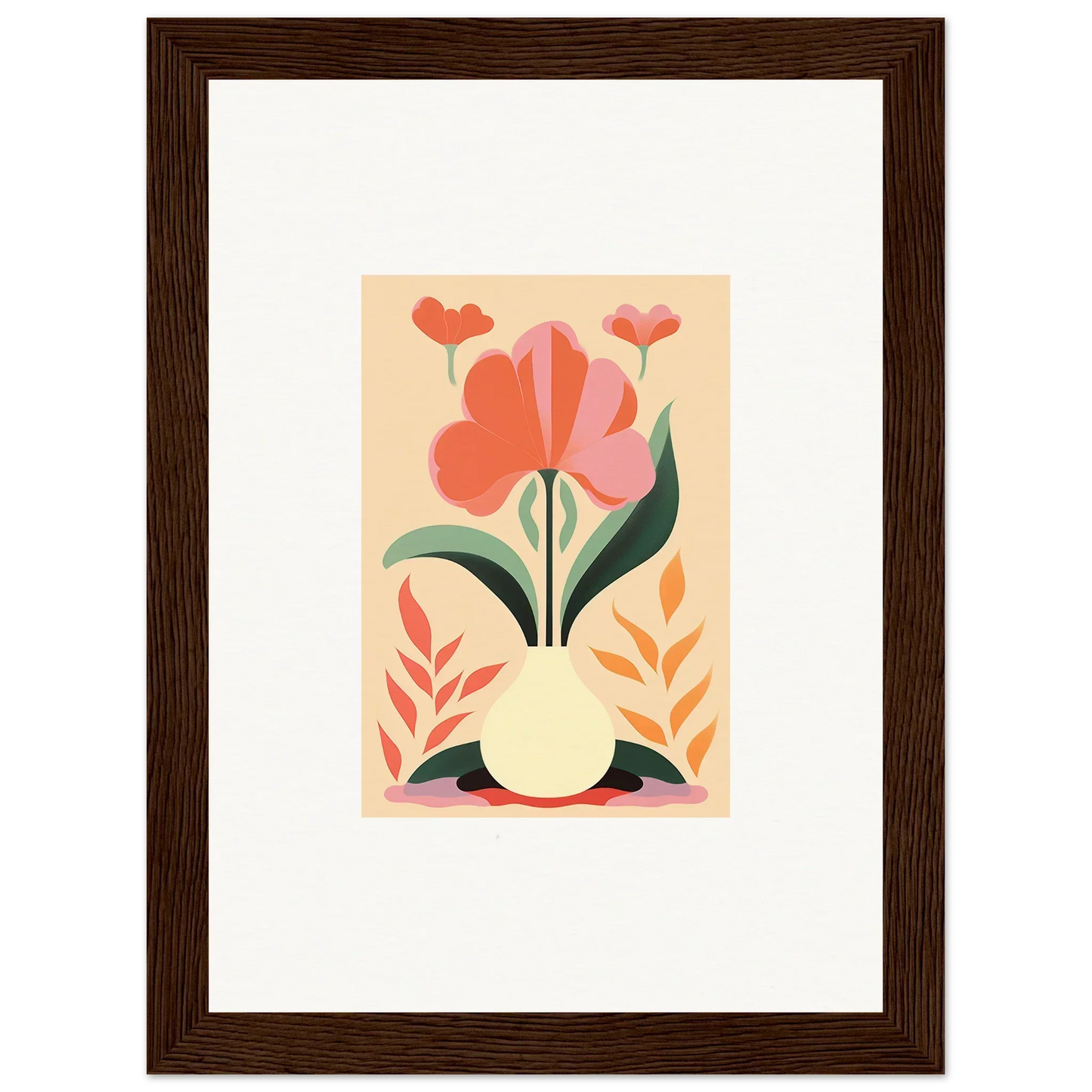 Framed wall art featuring stylized flowers in a vase for bloom euphoria room decor