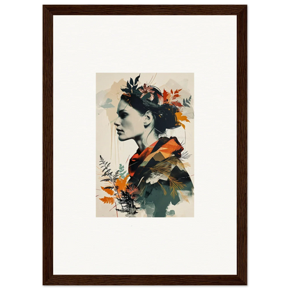 Artistic portrait with floral elements, perfect for room decoration as canvas print wall art